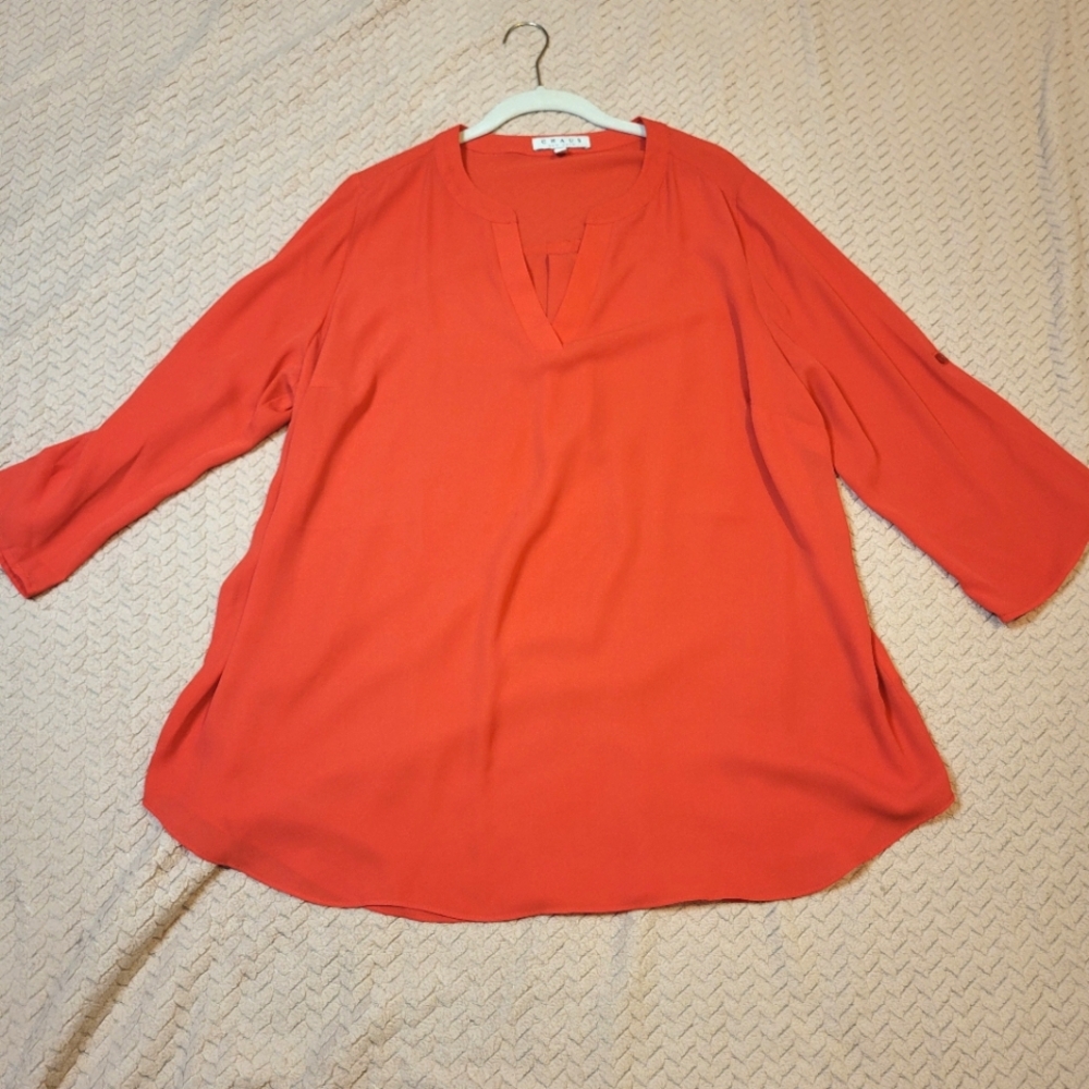 CHAUS 3/4 Sleeve Chiffon Blouse  Size 1X